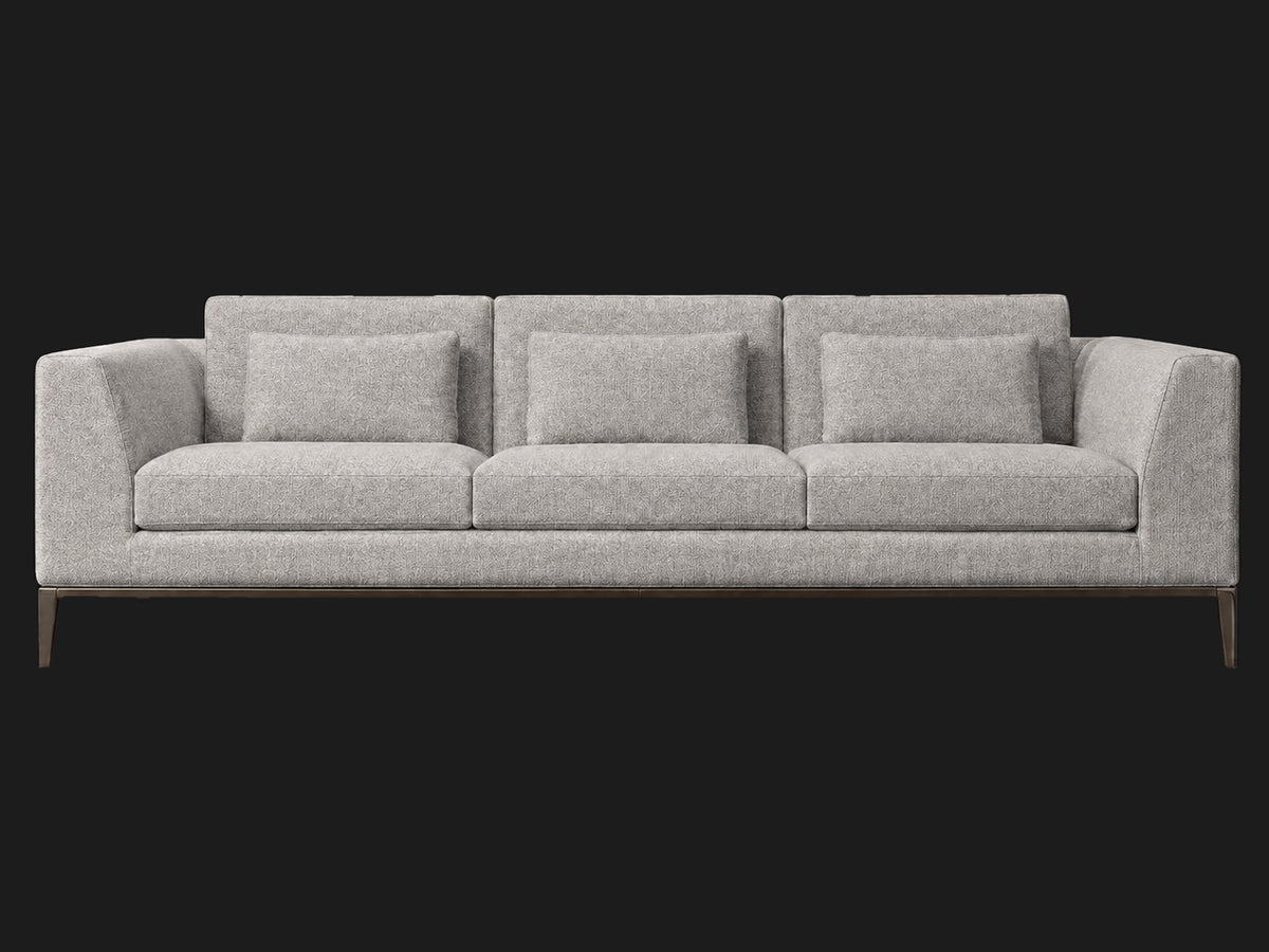 Italia Taper Arm 3-Cushion Sofa — Italian Brushed Wool Moon — Burnished Bronze — front-source-1 #Fabric & Color_Italian Brushed Wool Moon