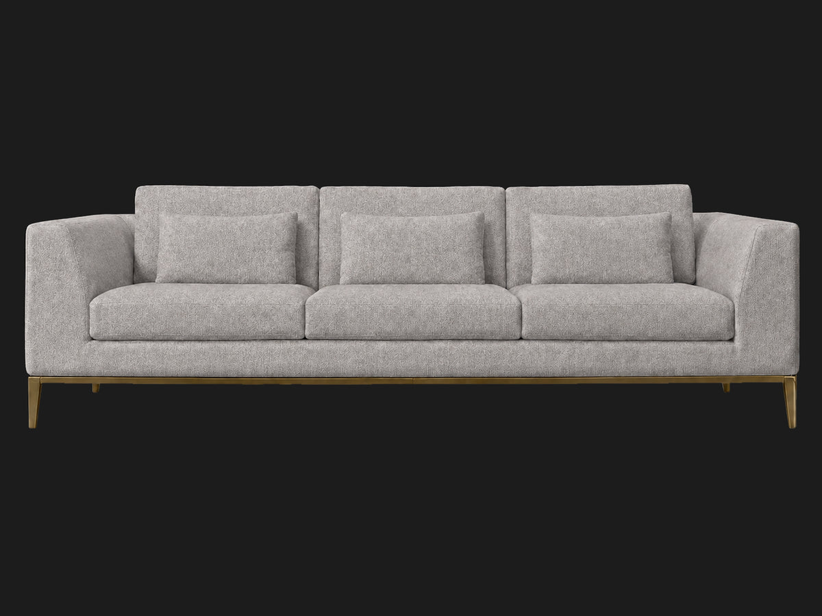 Italia Taper Arm 3-Cushion Sofa — Italian Brushed Wool Moon — Matte Brass — front-source-1 #Fabric & Color_Italian Brushed Wool Moon