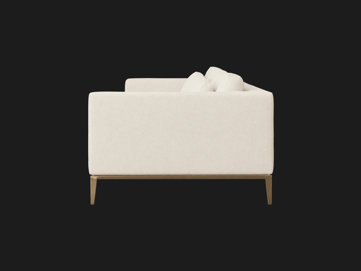 Italia Taper Arm 3-Cushion Sofa — Italian Brushed Wool Vanilla — Matte Brass — side-source-2 #Fabric & Color_Italian Brushed Wool Vanilla