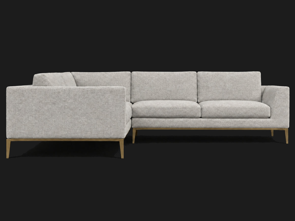 Italia Taper Arm Left-Arm L-Sectional – Heritage Belgian Linen Agate – Matte Brass #Fabric & Color_Heritage Belgian Linen Agate