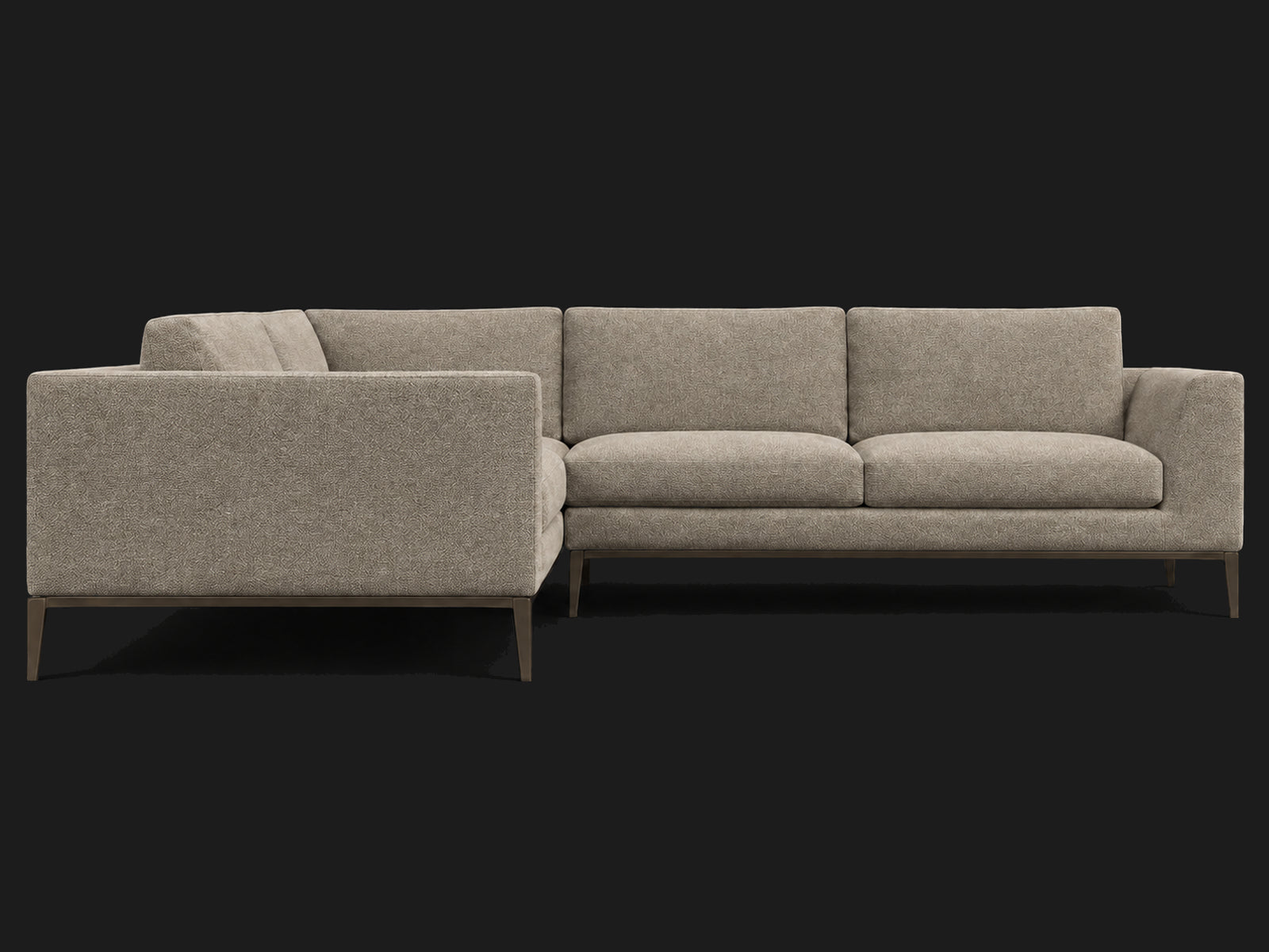 Italia Taper Arm Left-Arm L-Sectional – Heritage Belgian Linen Alder – Burnished Bronze #Fabric & Color_Heritage Belgian Linen Alder