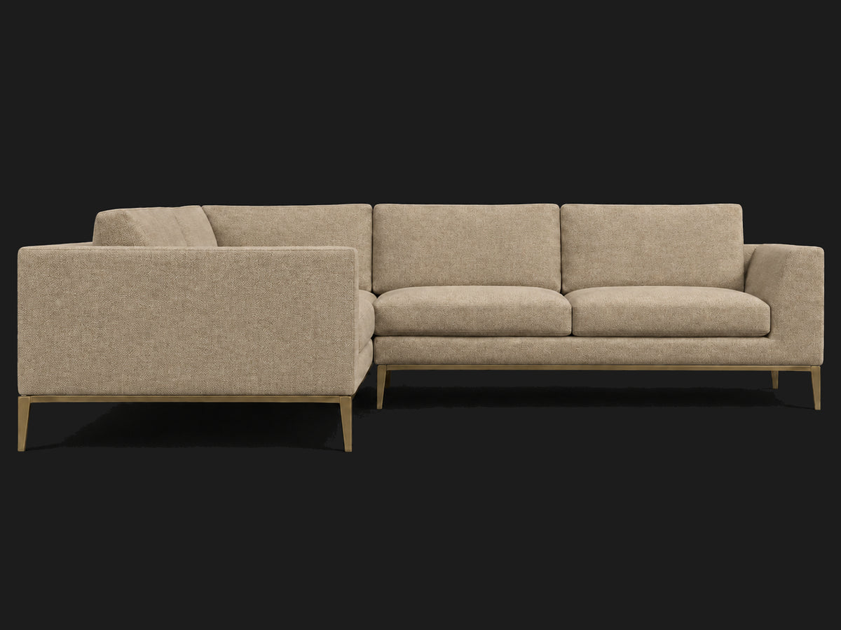 Italia Taper Arm Left-Arm L-Sectional – Heritage Belgian Linen Alder – Matte Brass #Fabric & Color_Heritage Belgian Linen Alder