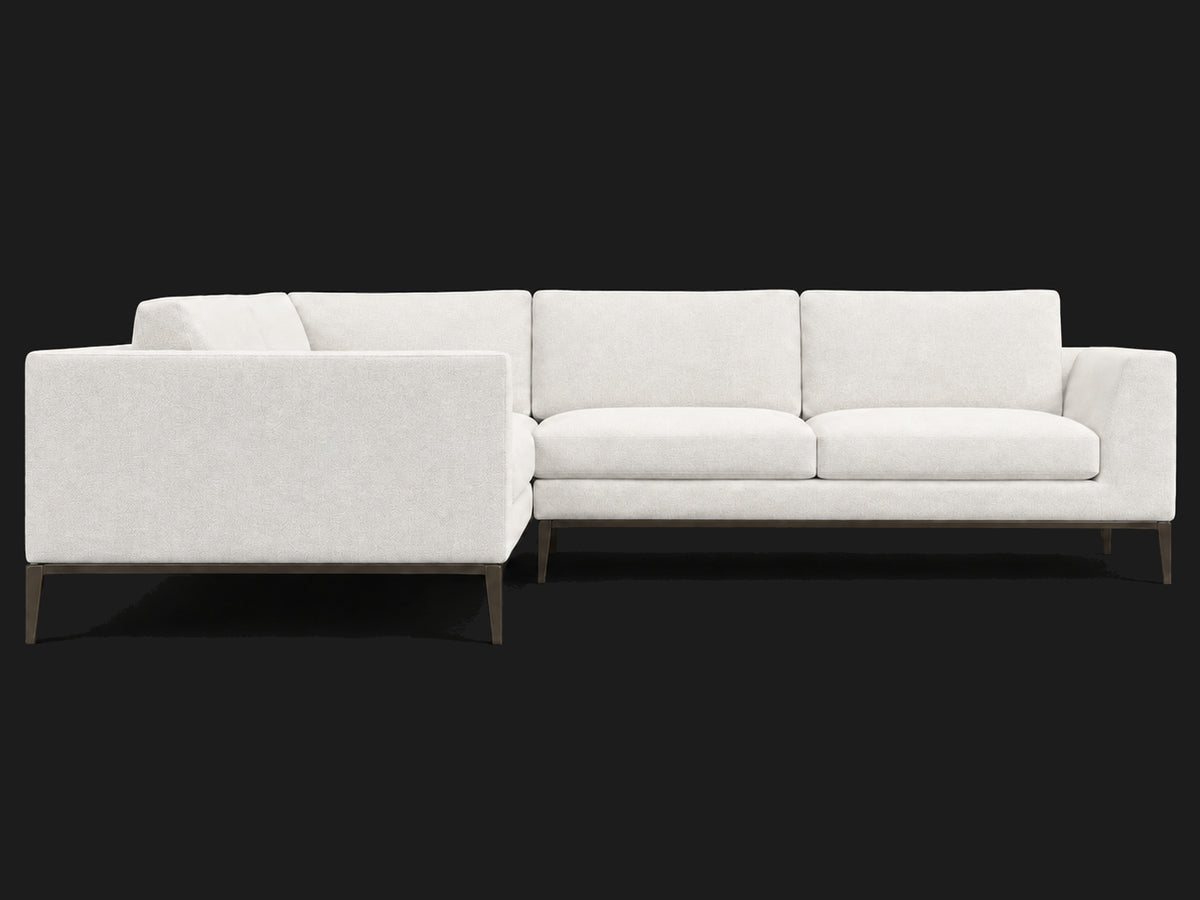 Italia Taper Arm Left-Arm L-Sectional – Heritage Belgian Linen Egret – Burnished Bronze #Fabric & Color_Heritage Belgian Linen Egret