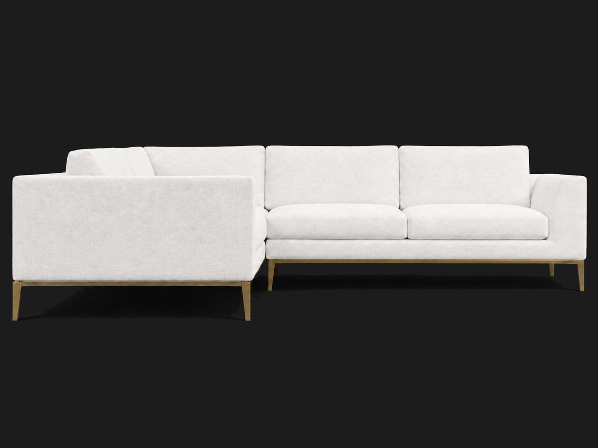 Italia Taper Arm Left-Arm L-Sectional – Heritage Belgian Linen Egret – Matte Brass #Fabric & Color_Heritage Belgian Linen Egret
