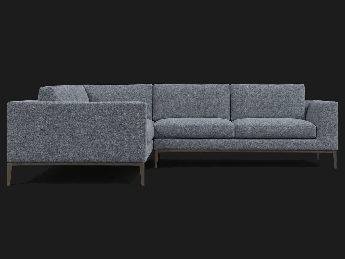 Italia Taper Arm Left-Arm L-Sectional – Heritage Belgian Linen Lake – Burnished Bronze #Fabric & Color_Heritage Belgian Linen Lake