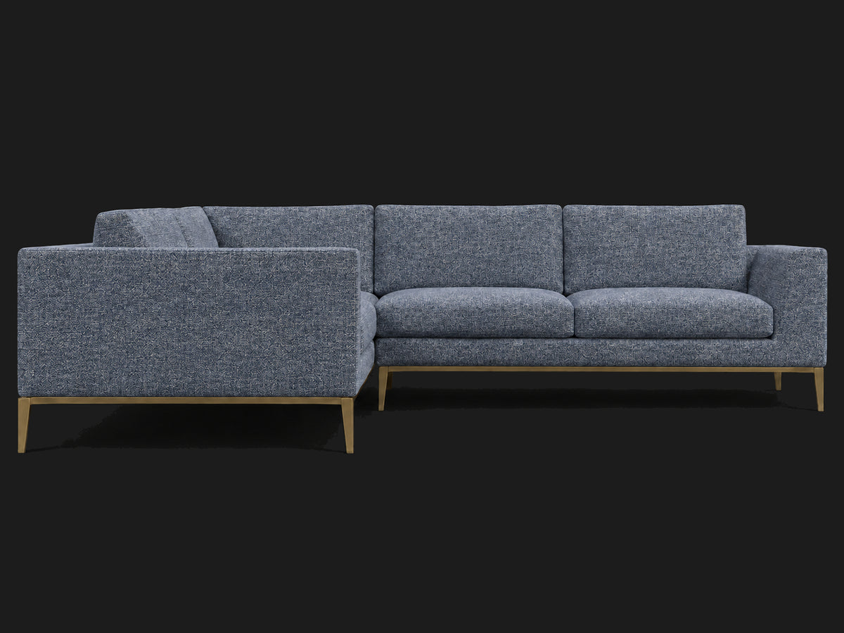 Italia Taper Arm Left-Arm L-Sectional – Heritage Belgian Linen Lake – Matte Brass #Fabric & Color_Heritage Belgian Linen Lake