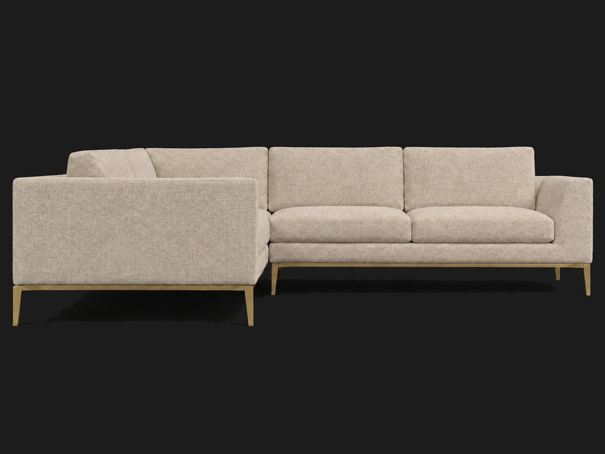 Italia Taper Arm Left-Arm L-Sectional – Heritage Belgian Linen Petal – Matte Brass #Fabric & Color_Heritage Belgian Linen Petal