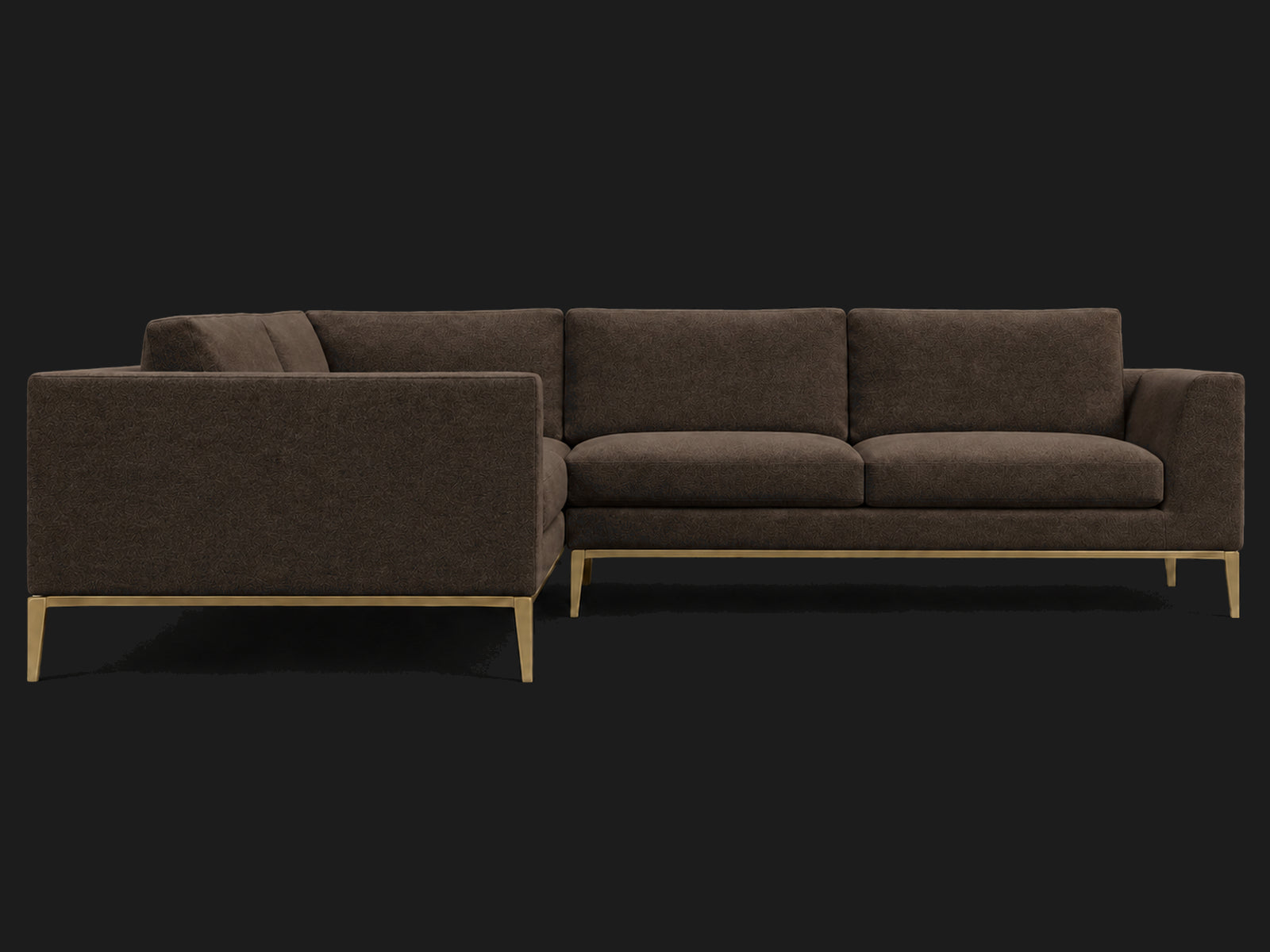 Italia Taper Arm Left-Arm L-Sectional – Italian Brushed Wool Cocoa – Matte Brass #Fabric & Color_Italian Brushed Wool Cocoa