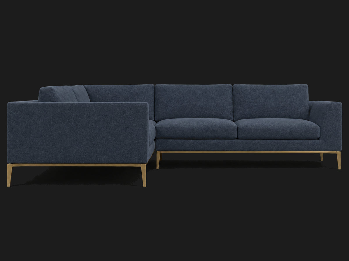 Italia Taper Arm Left-Arm L-Sectional – Italian Brushed Wool Harbor – Matte Brass #Fabric & Color_Italian Brushed Wool Harbor