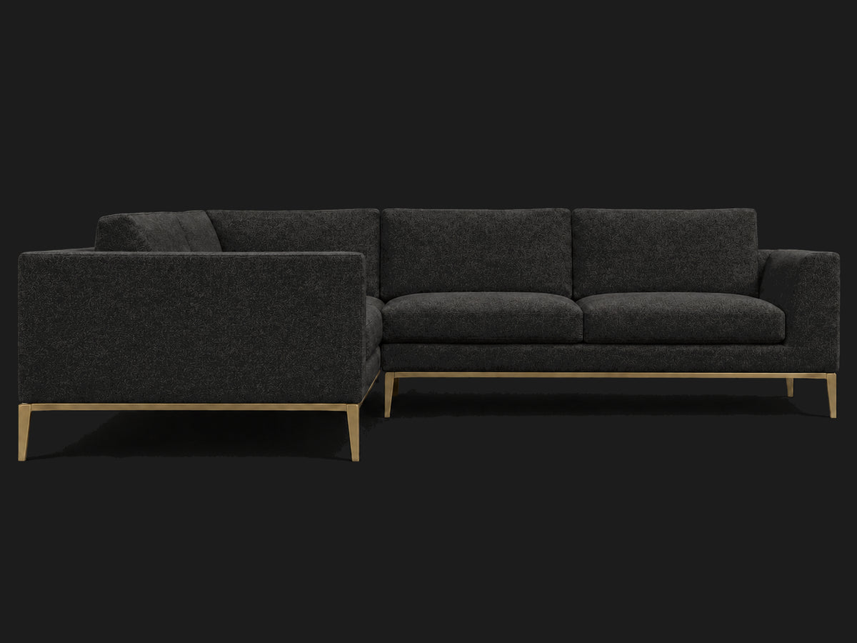 Italia Taper Arm Left-Arm L-Sectional – Italian Brushed Wool Pepper – Matte Brass #Fabric & Color_Italian Brushed Wool Pepper