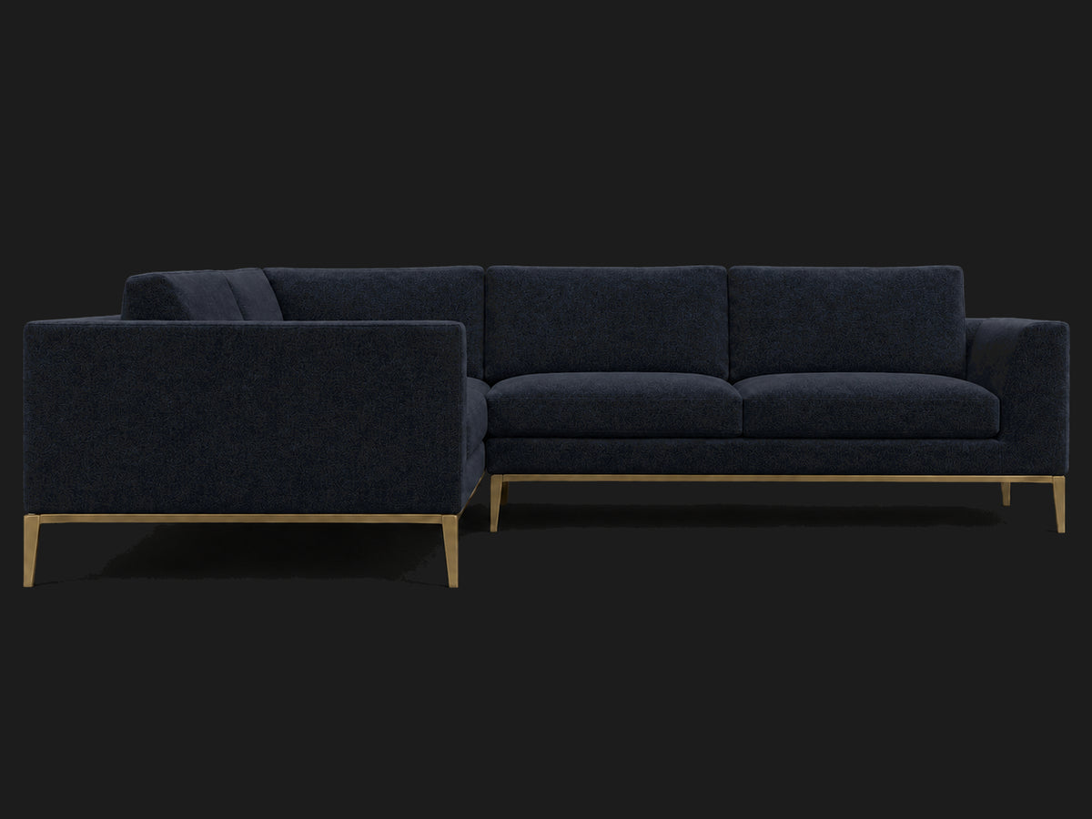 Italia Taper Arm Left-Arm L-Sectional – Mohair Admiral – Matte Brass #Fabric & Color_Mohair Admiral