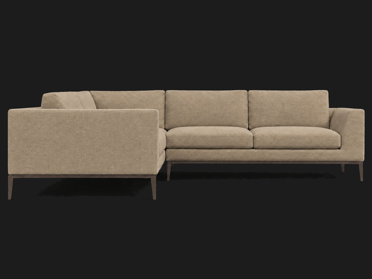 Italia Taper Arm Left-Arm L-Sectional – Mohair Almond – Burnished Bronze #Fabric & Color_Mohair Almond