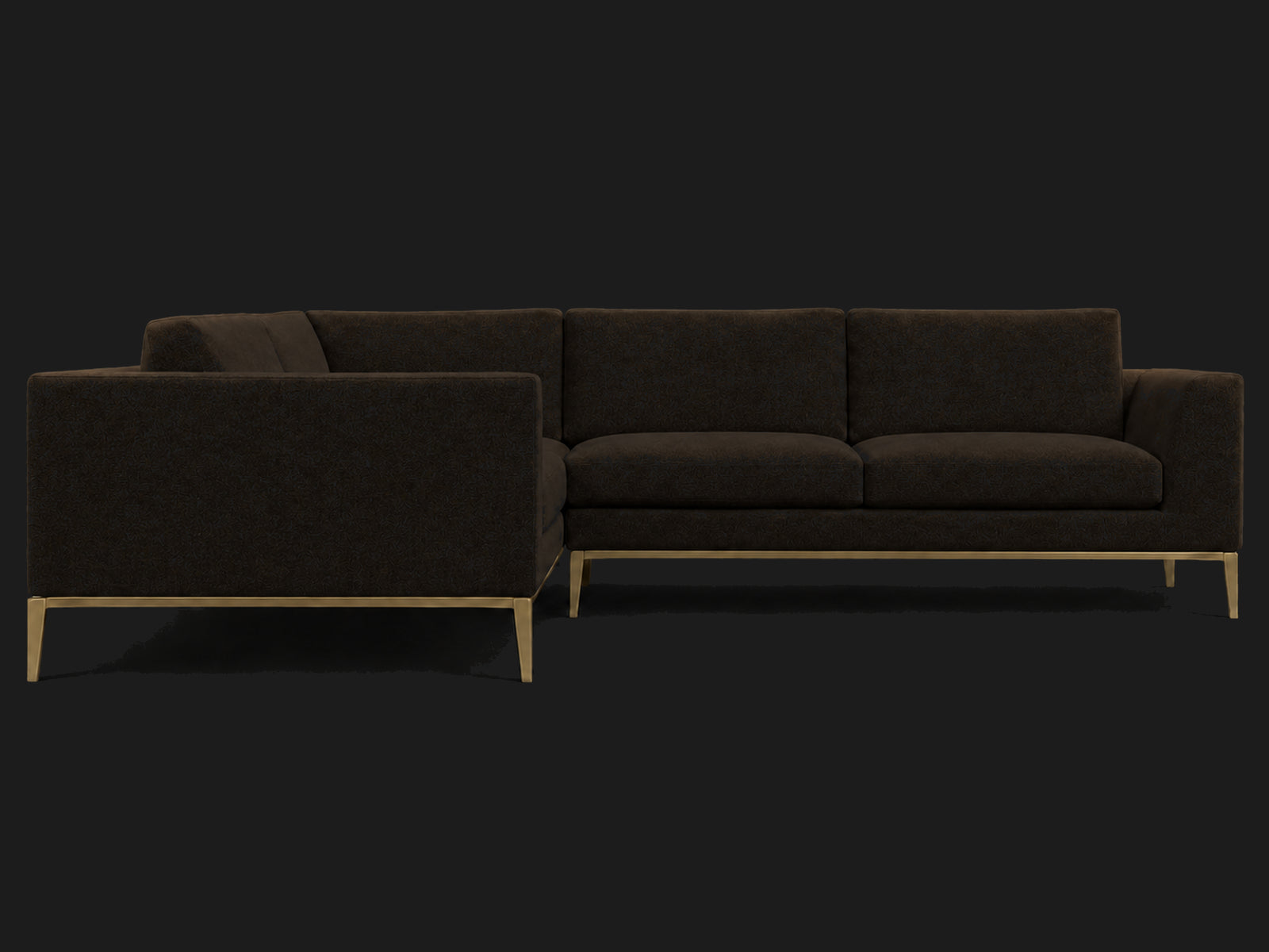 Italia Taper Arm Left-Arm L-Sectional – Mohair Chocolate – Matte Brass #Fabric & Color_Mohair Chocolate