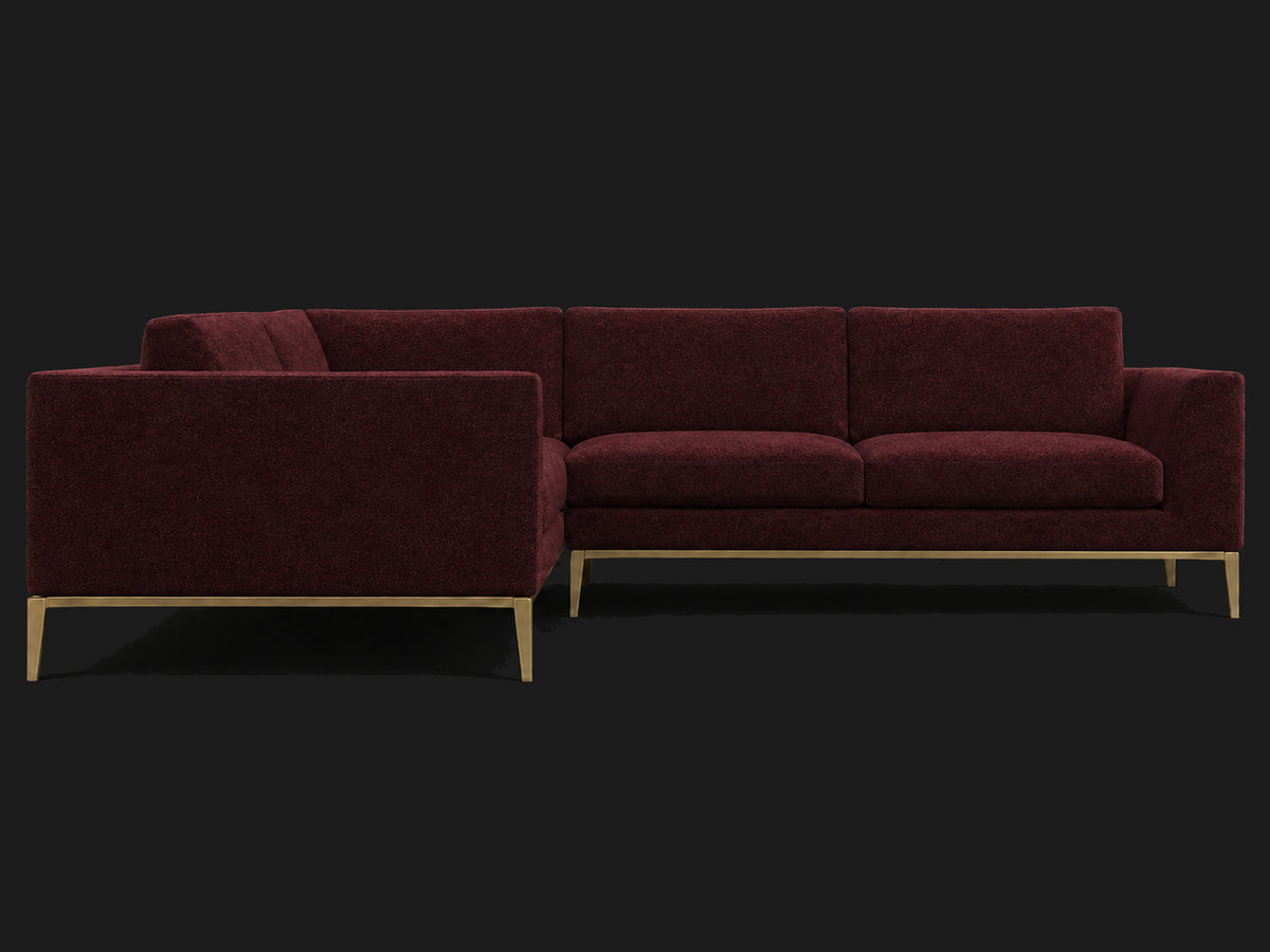 Italia Taper Arm Left-Arm L-Sectional – Mohair Crimson – Matte Brass #Fabric & Color_Mohair Crimson