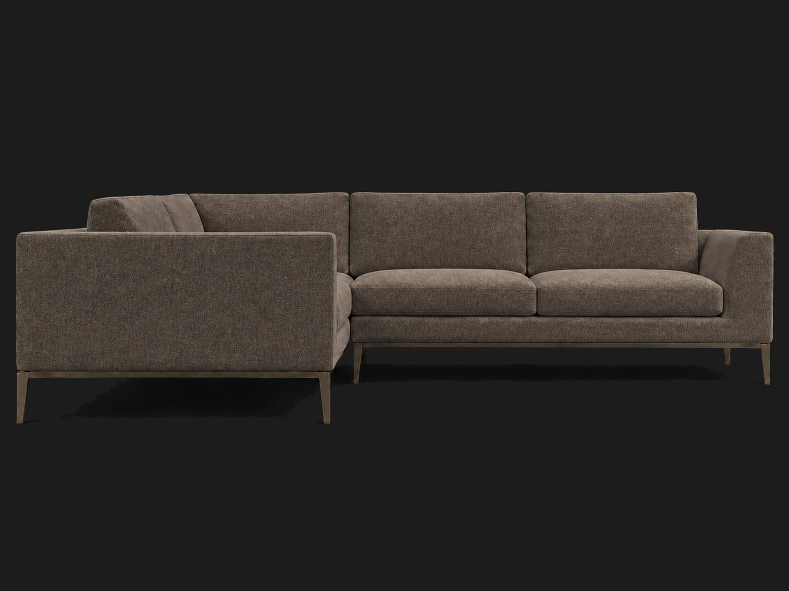 Italia Taper Arm Left-Arm L-Sectional – Mohair Mink – Burnished Bronze #Fabric & Color_Mohair Mink
