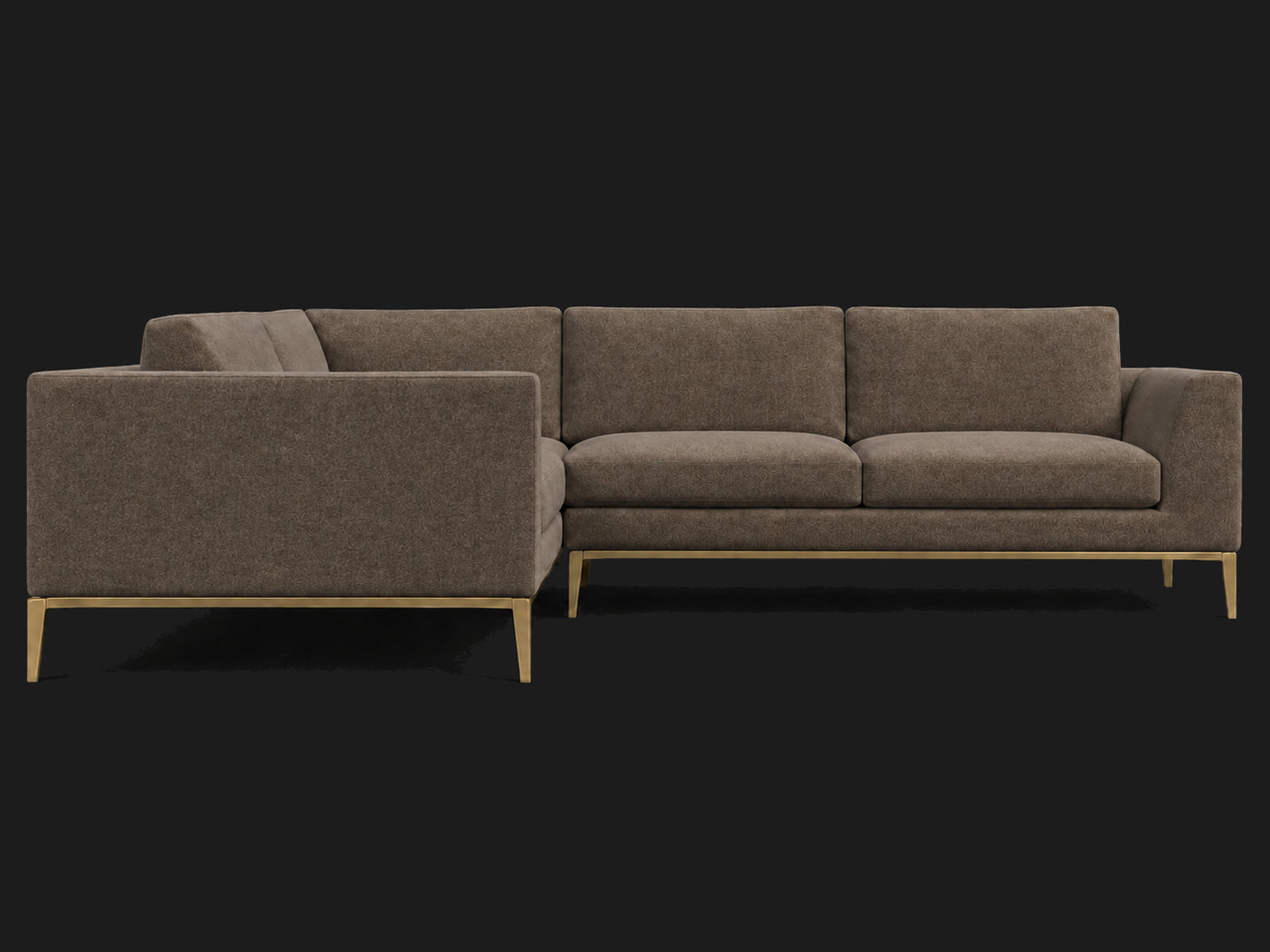 Italia Taper Arm Left-Arm L-Sectional – Mohair Mink – Matte Brass #Fabric & Color_Mohair Mink