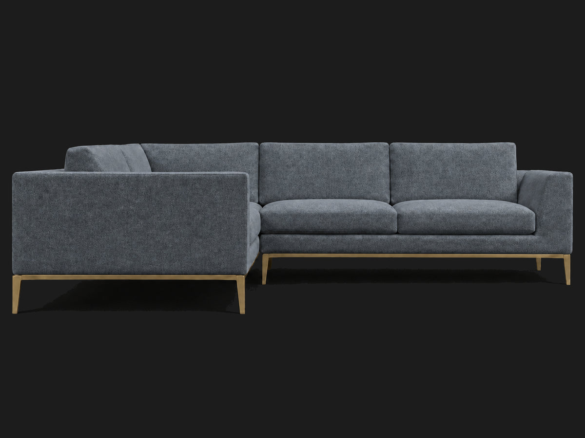Italia Taper Arm Left-Arm L-Sectional – Mohair Slate Blue – Matte Brass #Fabric & Color_Mohair Slate Blue