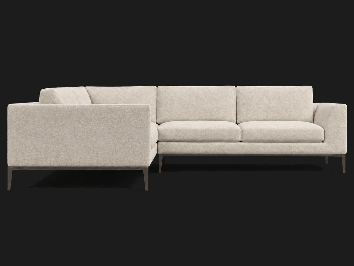 Italia Taper Arm Left-Arm L-Sectional – Performance Linen Weave Beige – Burnished Bronze #Fabric & Color_Performance Linen Weave Beige