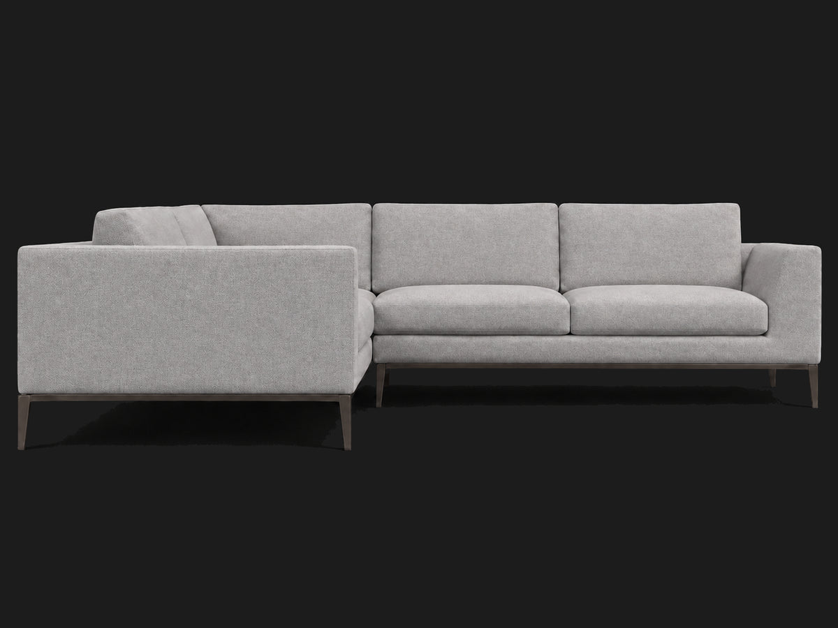 Italia Taper Arm Left-Arm L-Sectional – Performance Linen Weave Cloud – Burnished Bronze #Fabric & Color_Performance Linen Weave Cloud
