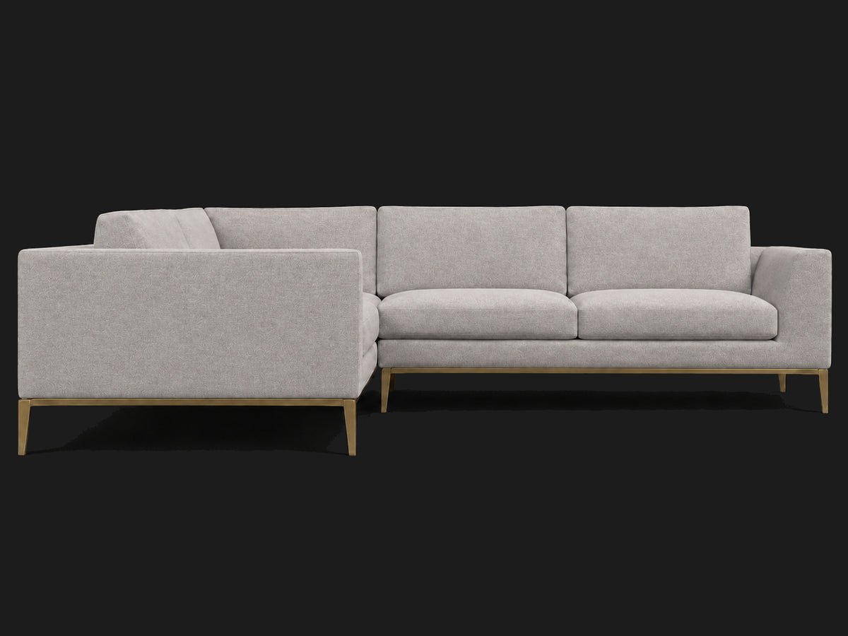 Italia Taper Arm Left-Arm L-Sectional – Performance Linen Weave Cloud – Matte Brass #Fabric & Color_Performance Linen Weave Cloud