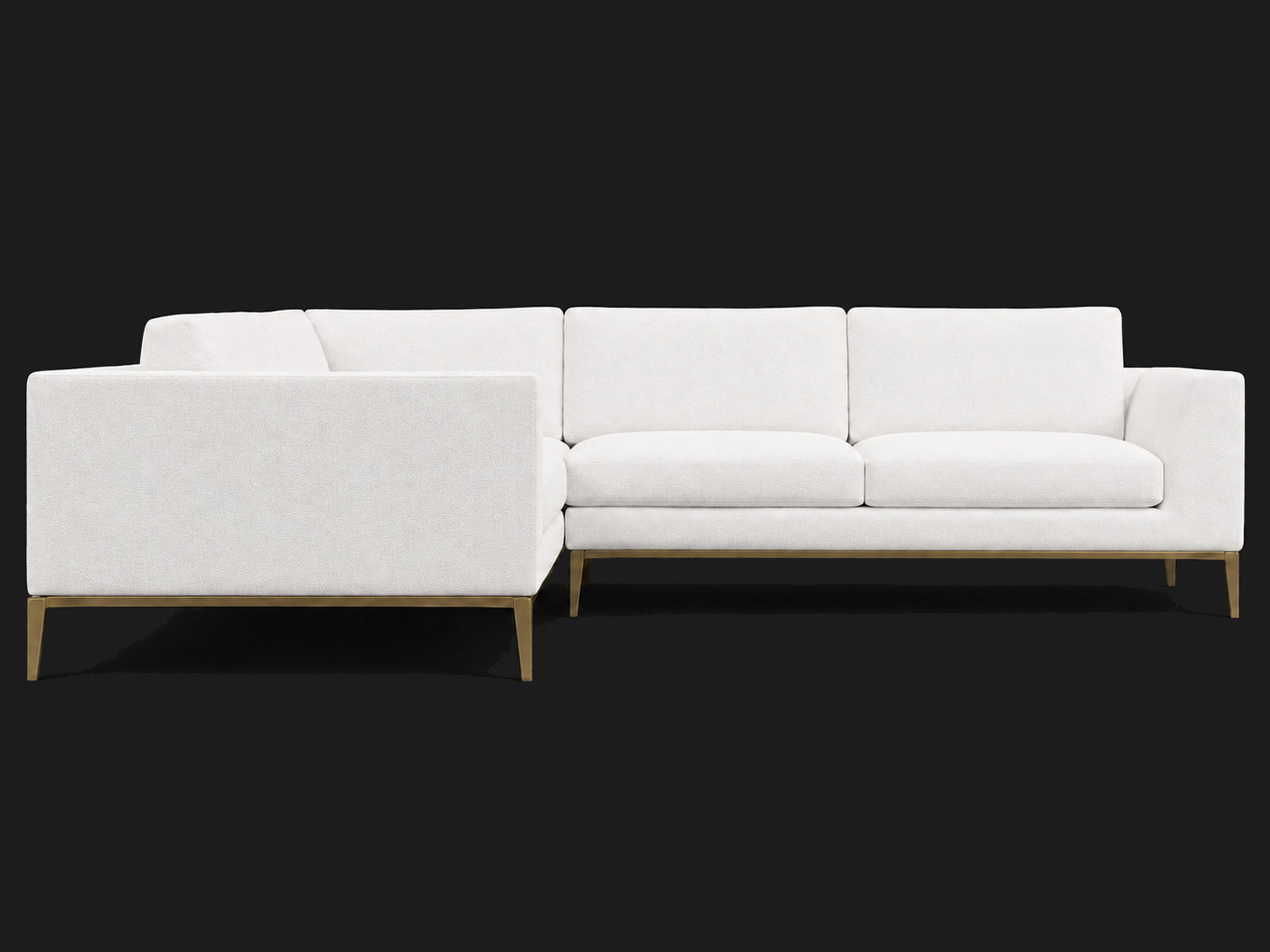 Italia Taper Arm Left-Arm L-Sectional – Performance Linen Weave Pure White – Matte Brass #Fabric & Color_Performance Linen Weave Pure White