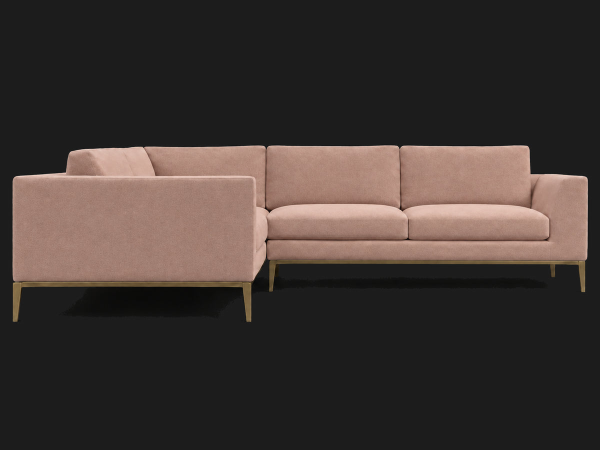 Italia Taper Arm Left-Arm L-Sectional – Performance Velvet Blossom – Matte Brass #Fabric & Color_Performance Velvet Blossom