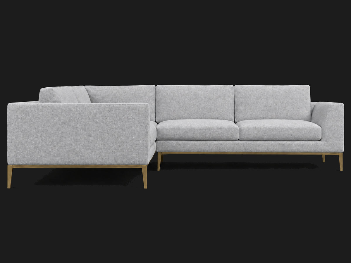 Italia Taper Arm Left-Arm L-Sectional – Performance Woven Chenille Rain – Matte Brass #Fabric & Color_Performance Woven Chenille Rain