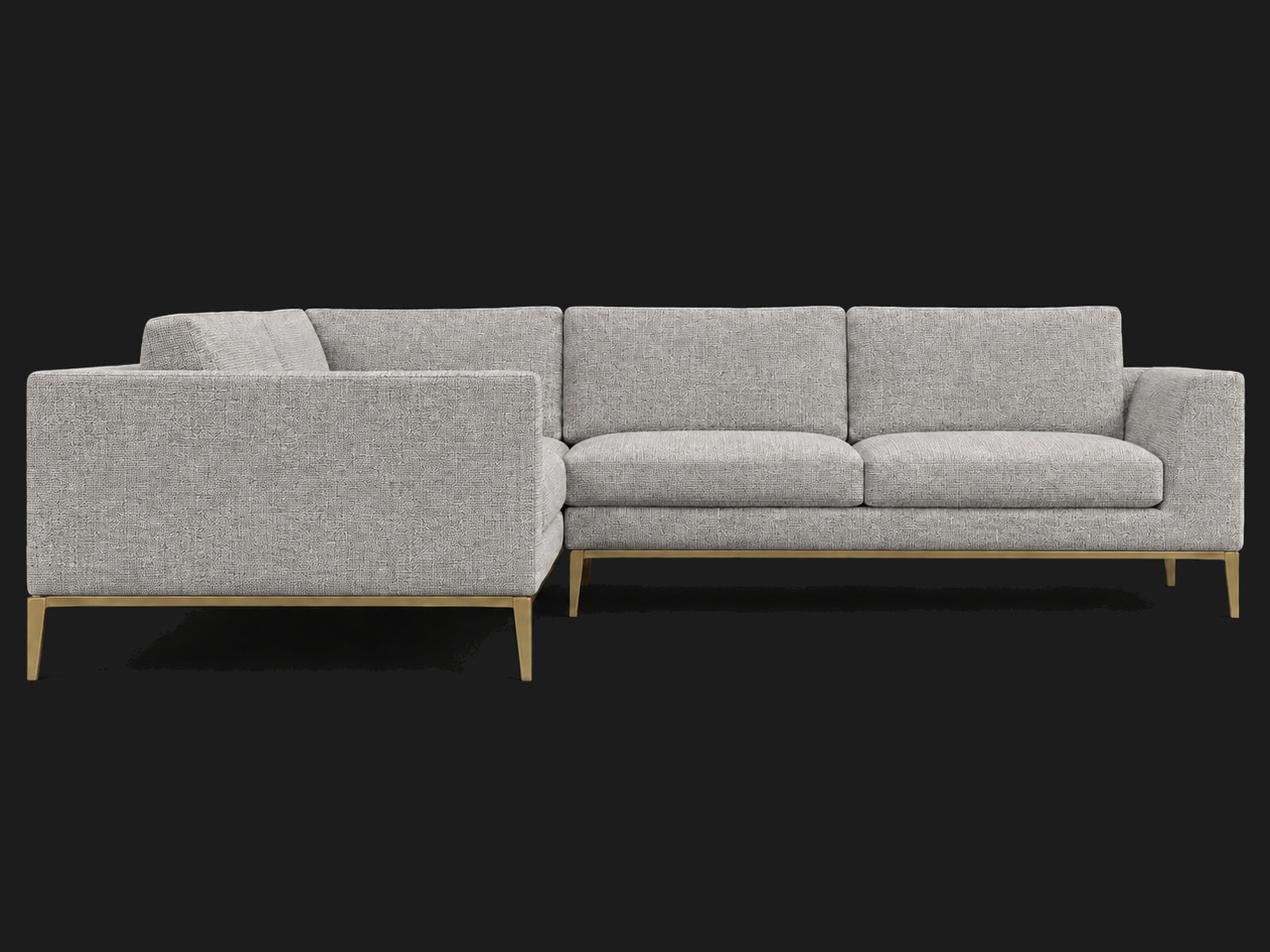 Italia Taper Arm Left-Arm L-Sectional – Performance Woven Chenille Steel – Matte Brass #Fabric & Color_Performance Woven Chenille Steel