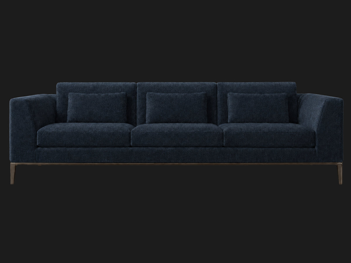 Italia Taper Arm 3-Cushion Sofa — Mohair Admiral — Burnished Bronze — front-source-1 #Fabric & Color_Mohair Admiral