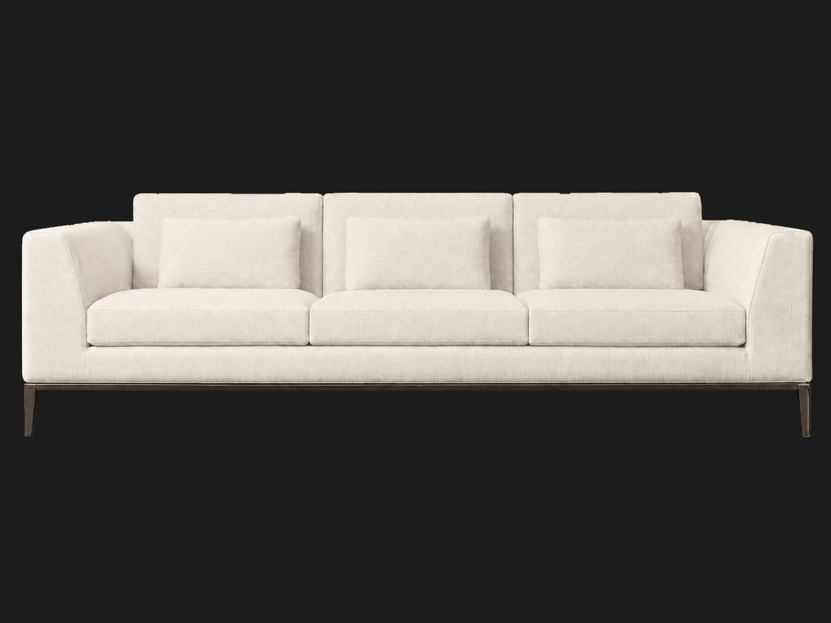 Italia Taper Arm 3-Cushion Sofa — Performance Linen Weave Flour — Burnished Bronze — front-source-1 #Fabric & Color_Performance Linen Weave Flour