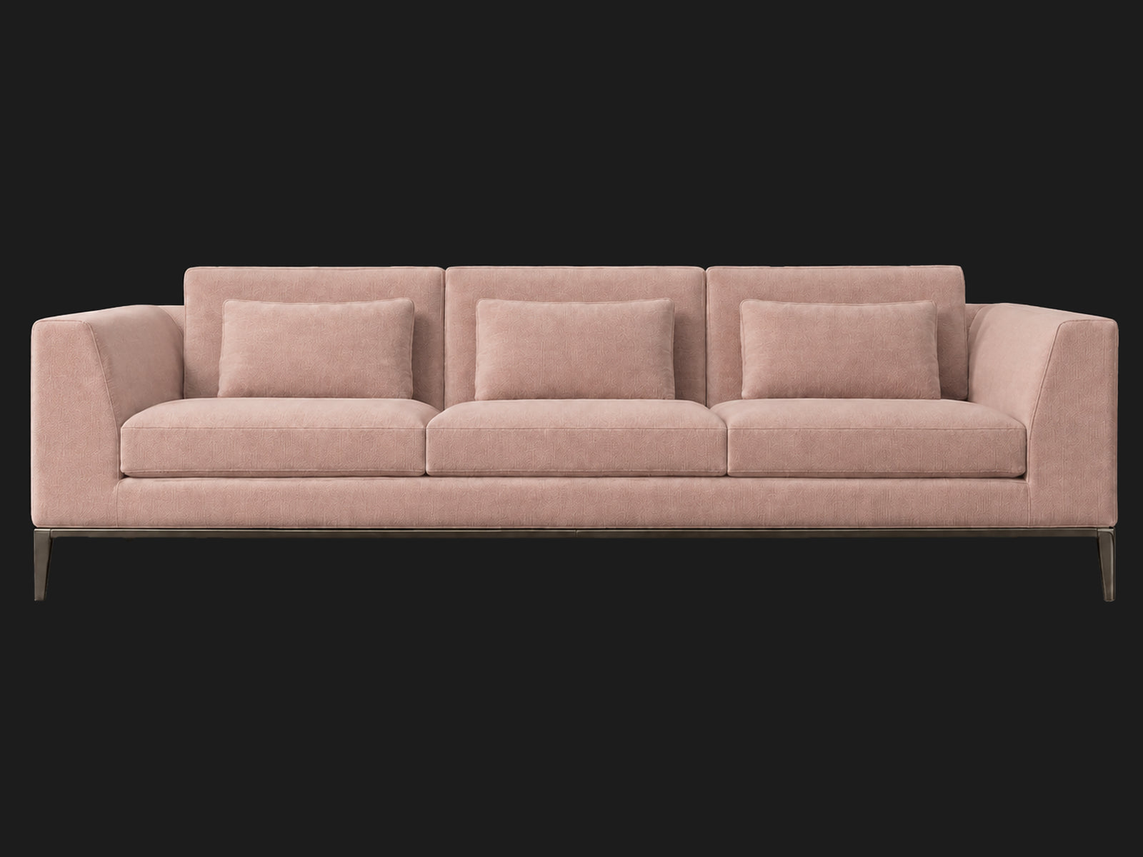 Italia Taper Arm 3-Cushion Sofa — Performance Velvet Blossom — Burnished Bronze — front-source-1 #Fabric & Color_Performance Velvet Blossom