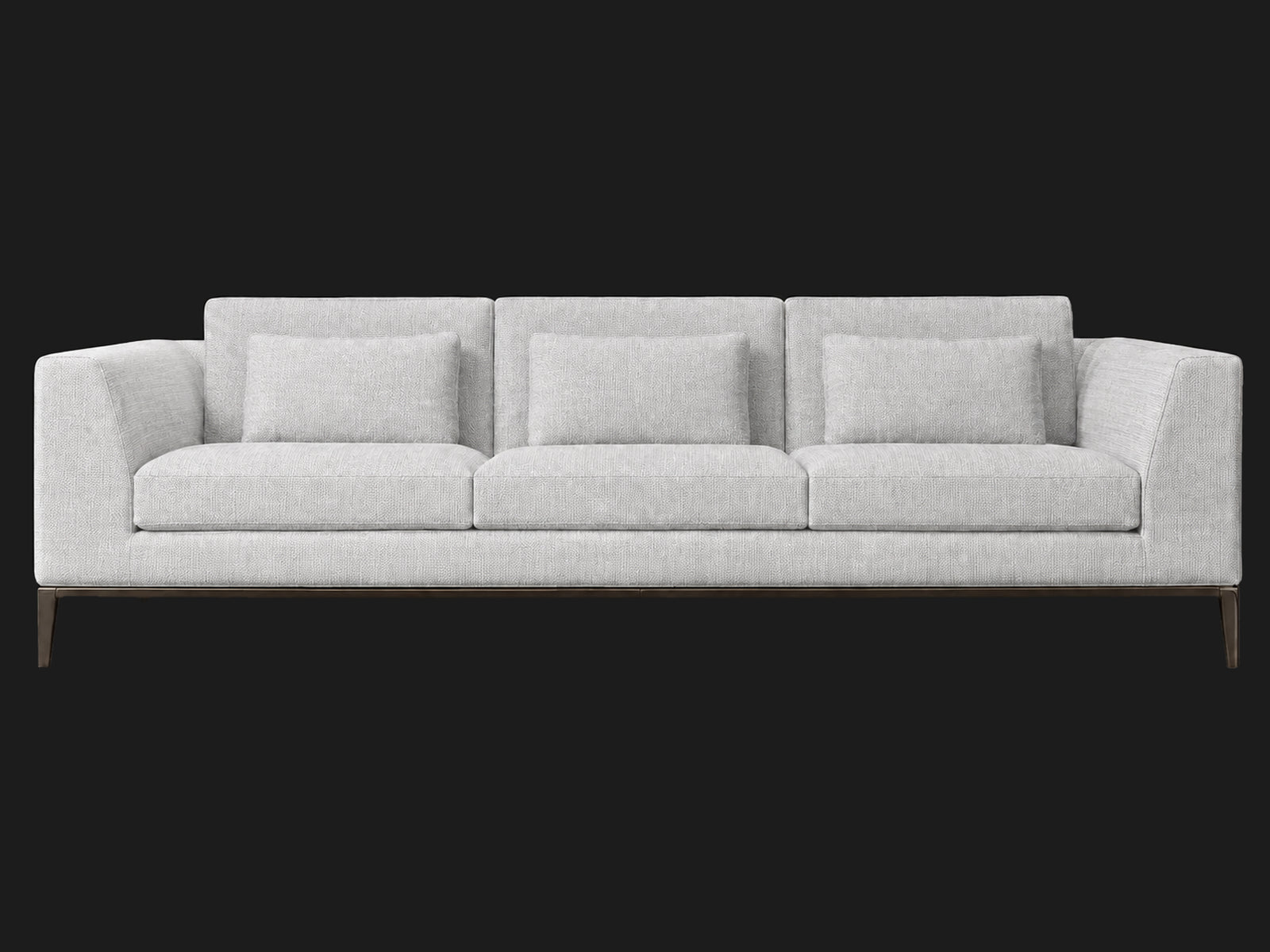 Italia Taper Arm 3-Cushion Sofa — Performance Woven Chenille Rain — Burnished Bronze — front-source-1 #Fabric & Color_Performance Woven Chenille Rain