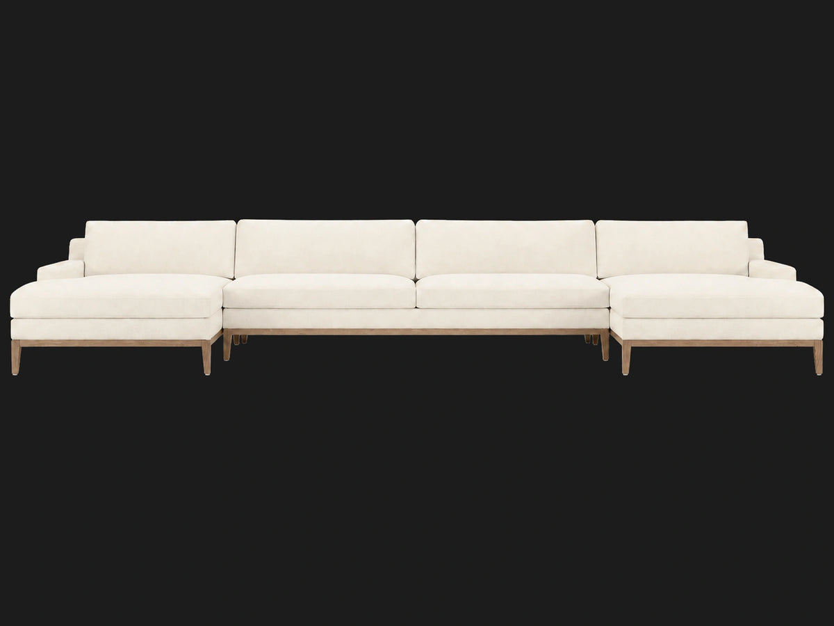 Italia Track Arm U-Chaise Sectional - Italian Brushed Wool Vanilla - Front