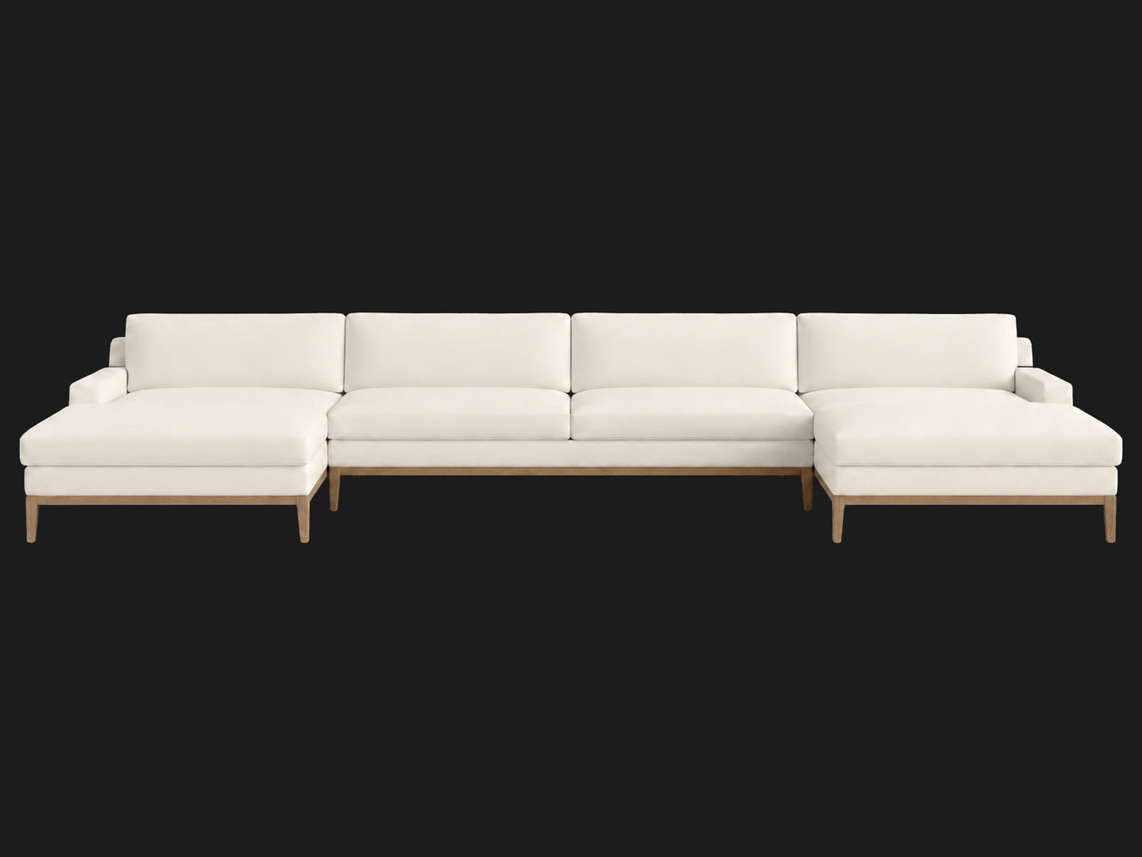 Italia Track Arm U-Chaise Sectional - Italian Brushed Wool Vanilla - Angle