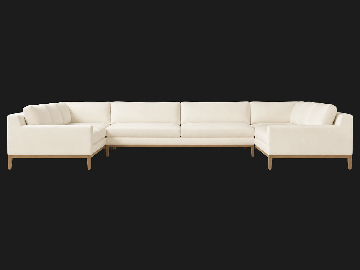 Italia Track Arm U-Sectional - Italian Brushed Wool Vanilla - Front