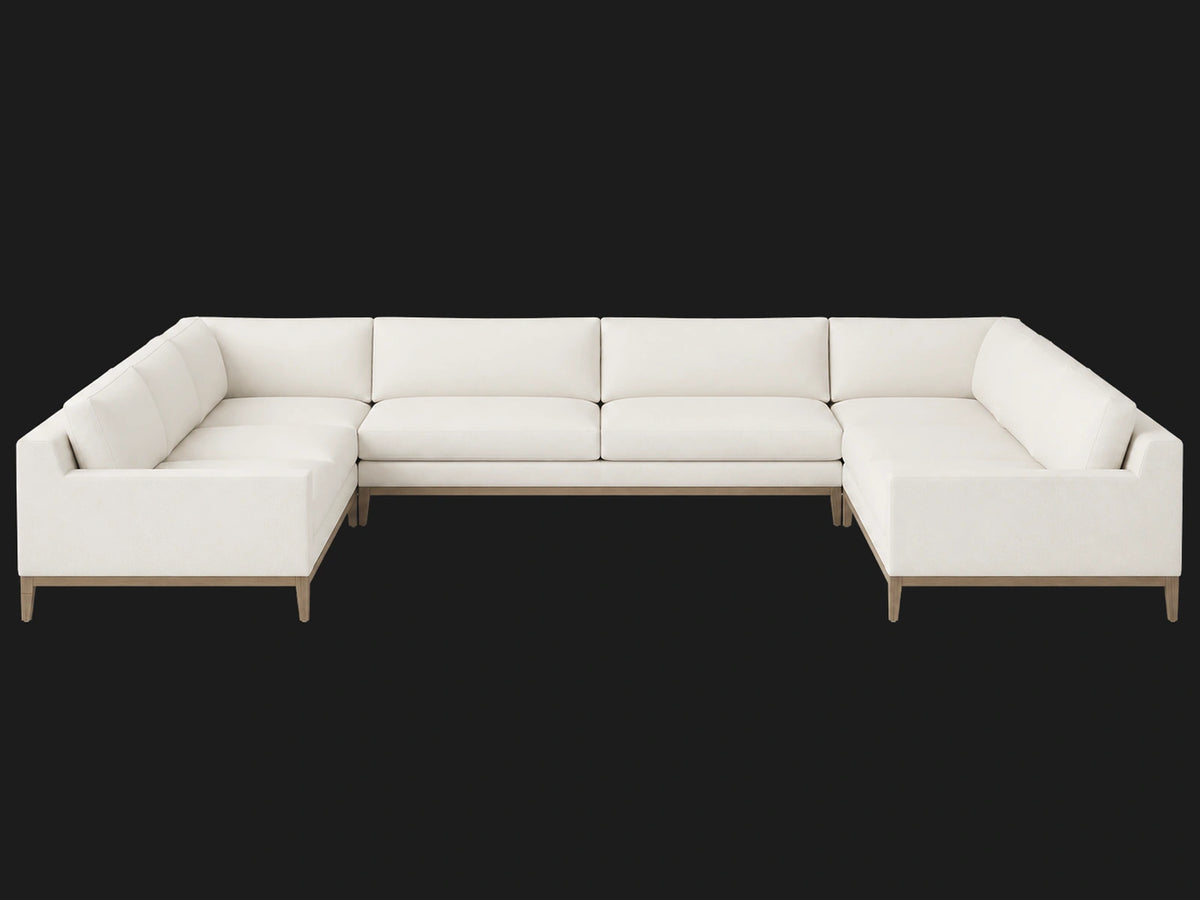 Italia Track Arm U-Sectional - Italian Brushed Wool Vanilla - Elevated