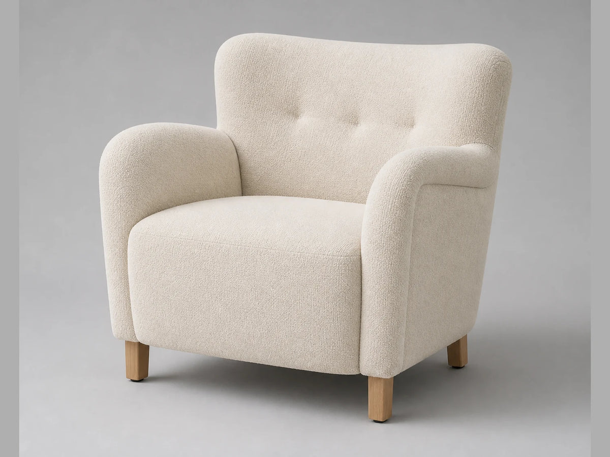 E25924378586 lounge chair 45-degree view in Italian Brushed Wool Vanilla