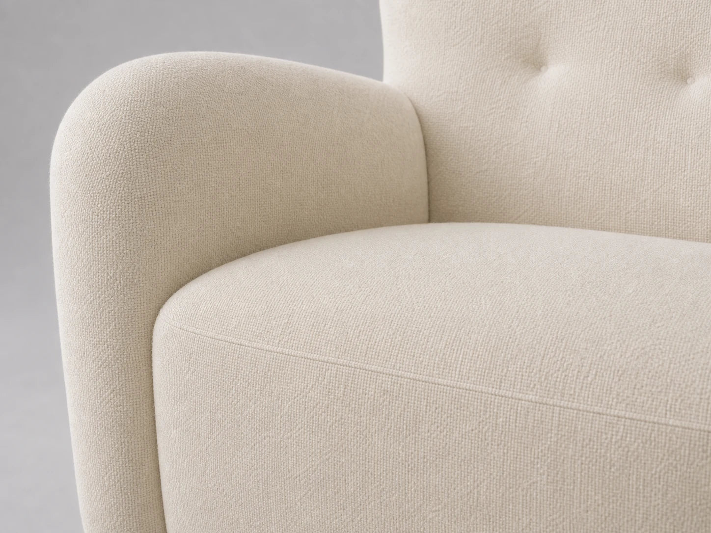 E25924378586 lounge chair cushion detail in Italian Brushed Wool Vanilla