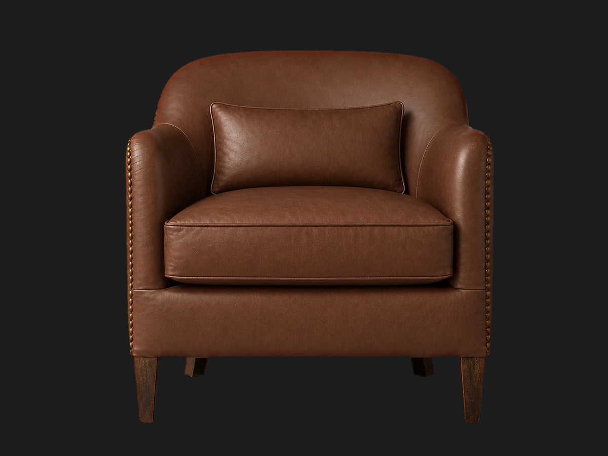 lounge-chairs-aniline-leather-black-walnut-vintage #Fabric & Color_Top Grain Aniline Leather Chestnut Brown