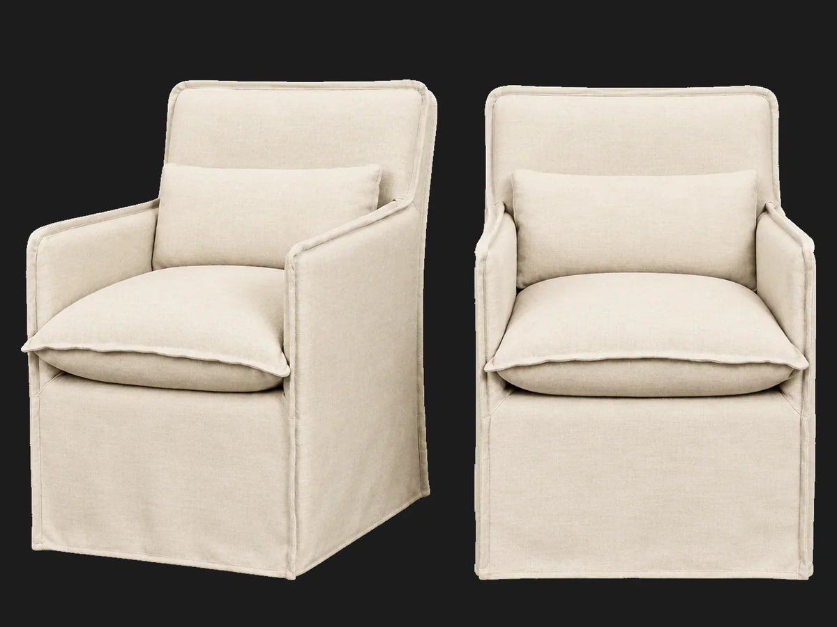 Melo Dining Chair 2-piece set in Light Weight Linen Water Lily - main view