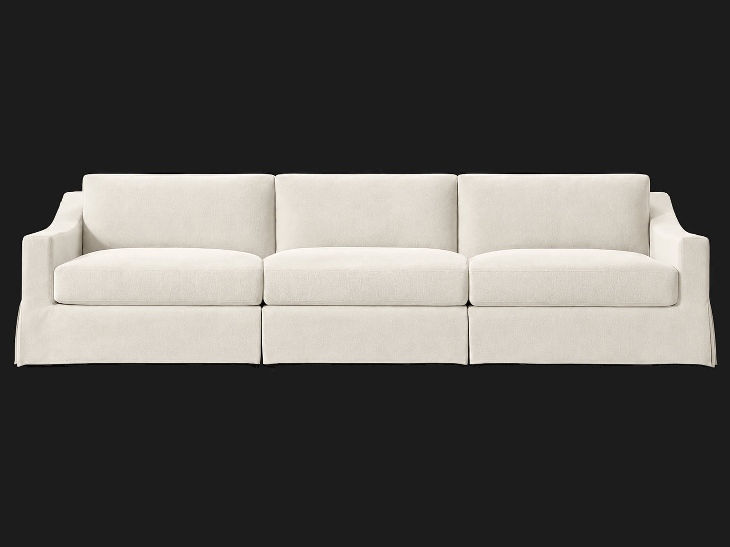 MODENA Slipcovered Modular Slope Arm 3-Piece Sofa — Italian Brushed Wool Vanilla — front