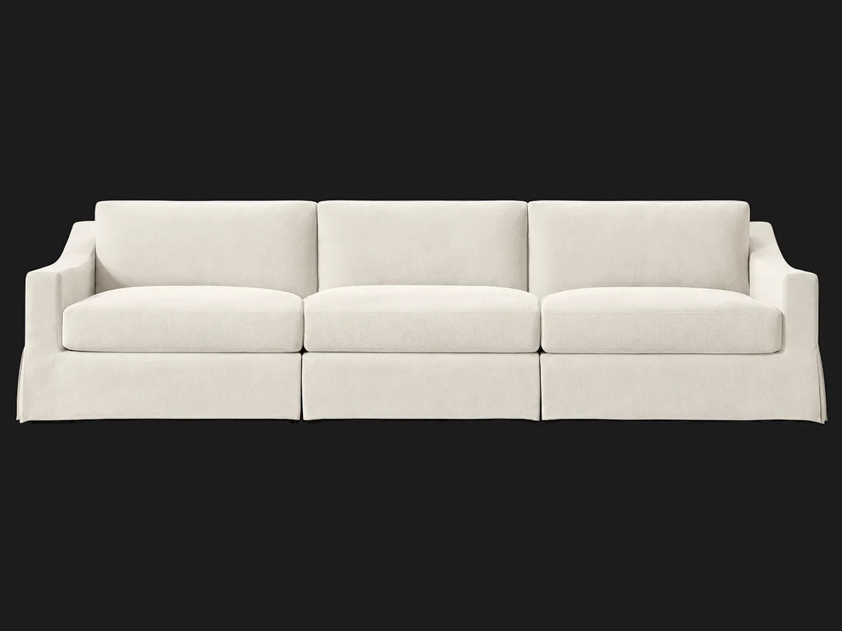 MODENA Slipcovered Modular Slope Arm 3-Piece Sofa — Italian Brushed Wool Vanilla — front
