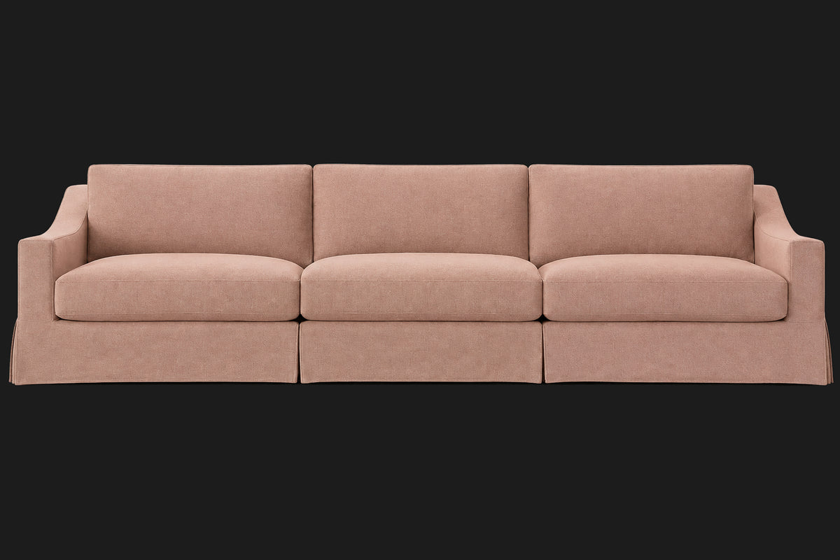 MODENA Slipcovered Modular Slope Arm 3-Piece Sofa — Performance Velvet Blossom