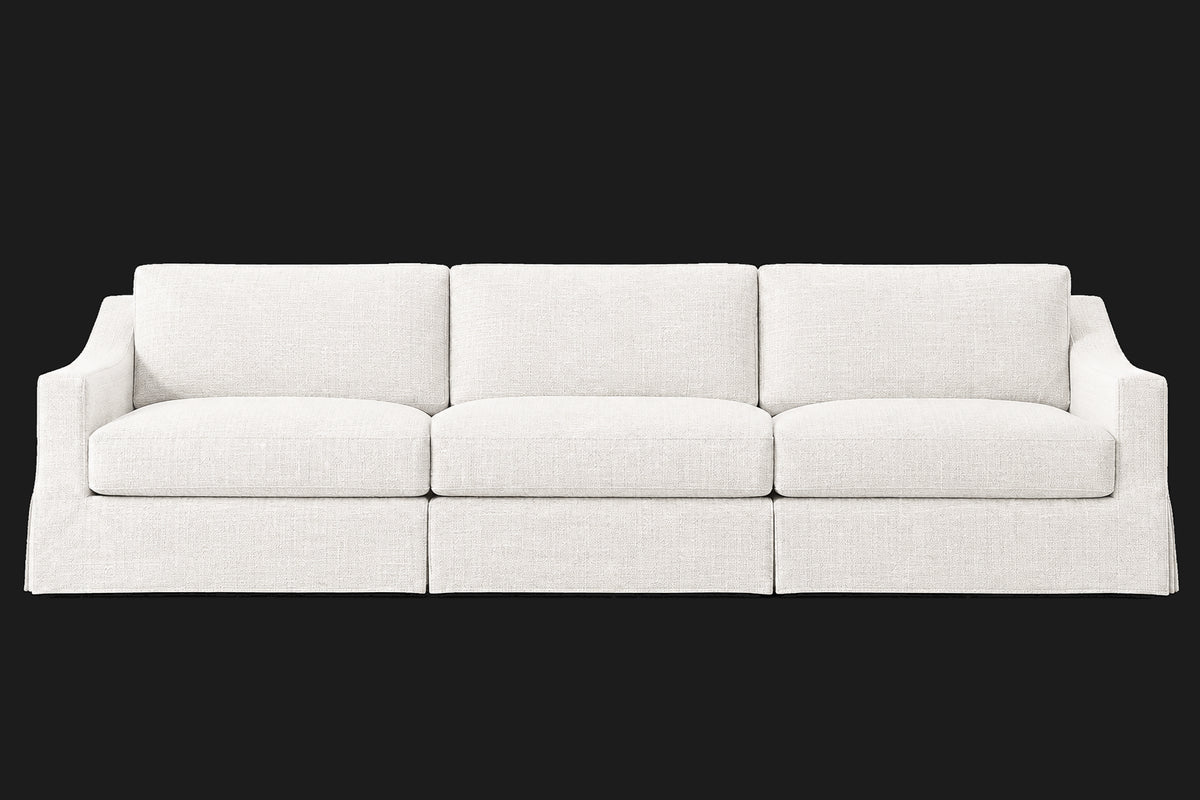 MODENA Slipcovered Modular Slope Arm 3-Piece Sofa — Performance Woven Chenille Lace