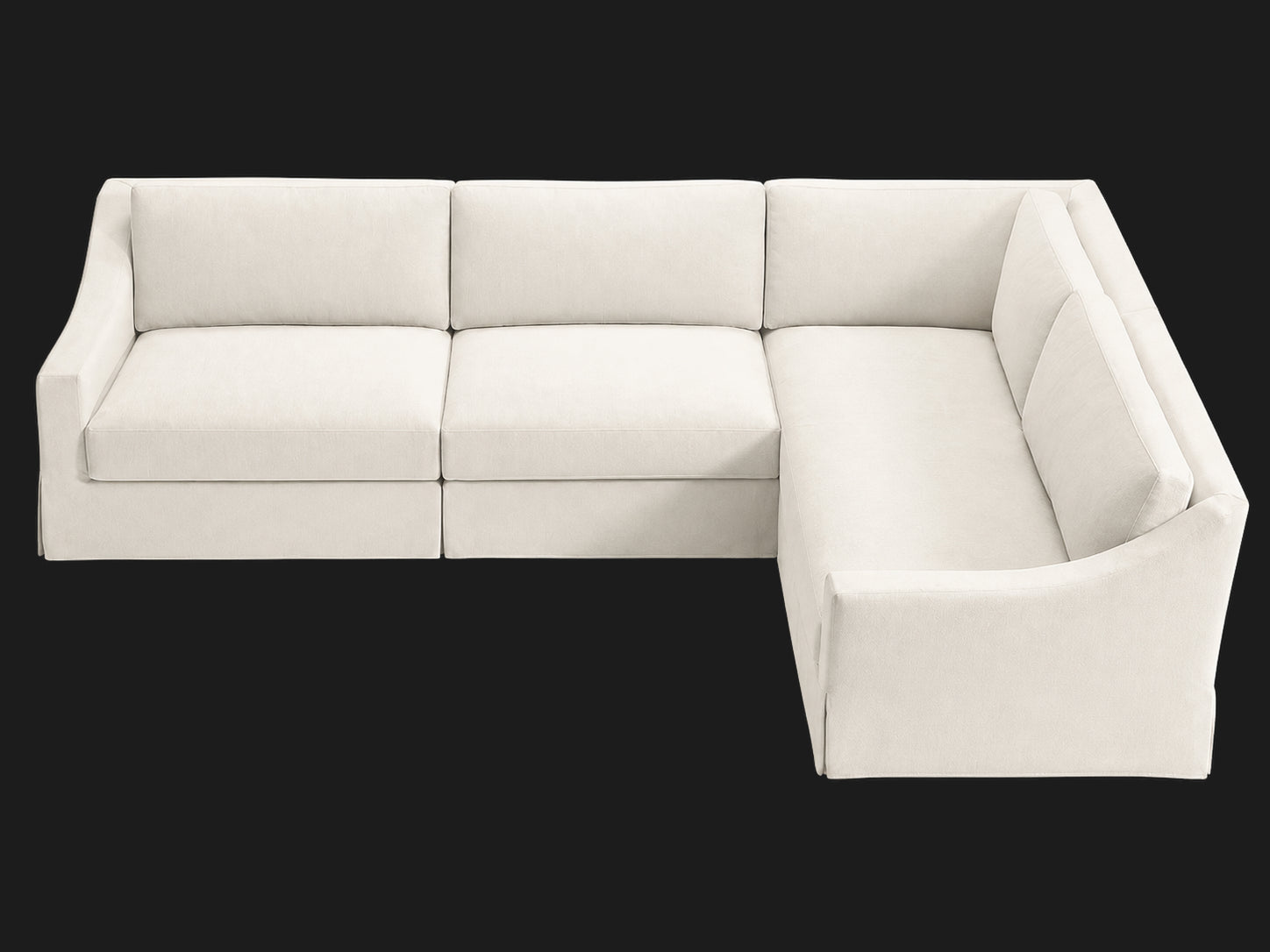 MODENA Slipcovered Modular Slope Arm 4-Piece Right-Arm L-Sectional — Italian Brushed Wool Vanilla — top oblique