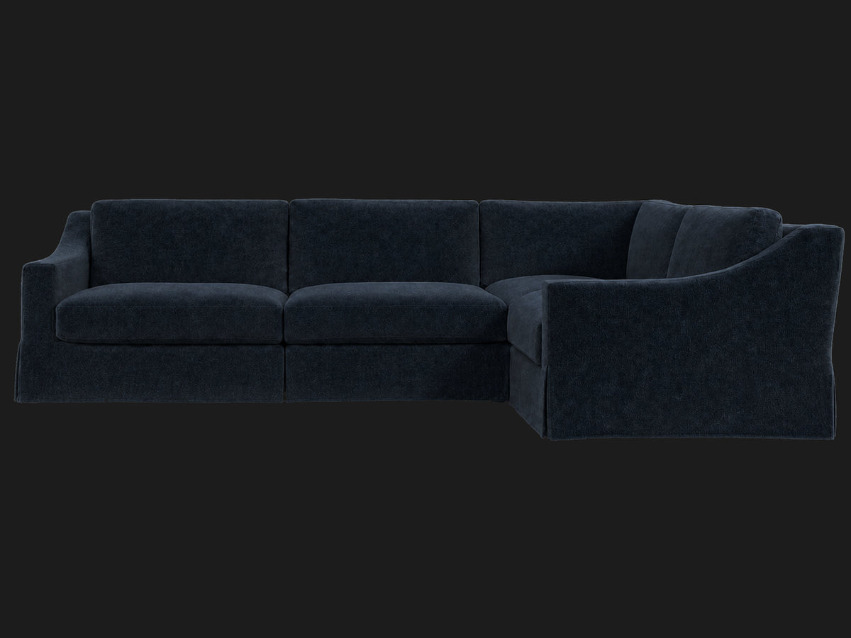 MODENA Slipcovered Modular Slope Arm 4-Piece Right-Arm L-Sectional — Mohair Admiral