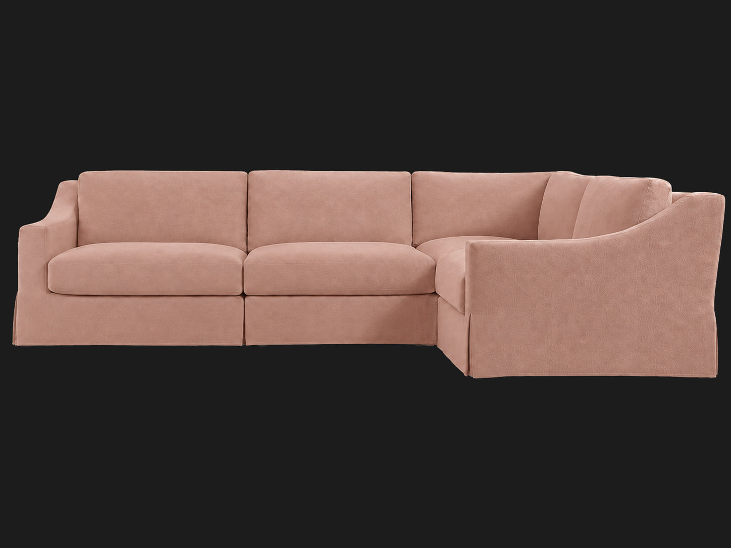 MODENA Slipcovered Modular Slope Arm 4-Piece Right-Arm L-Sectional — Performance Velvet Blossom