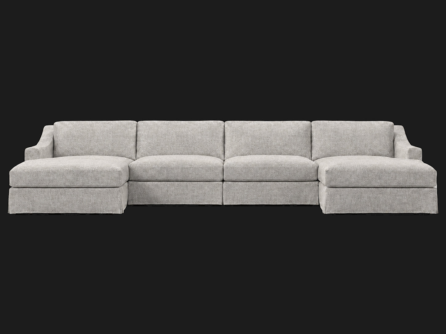 MODENA Slipcovered Modular Slope Arm 6-Piece U-Chaise Sectional — Heritage Belgian Linen Agate