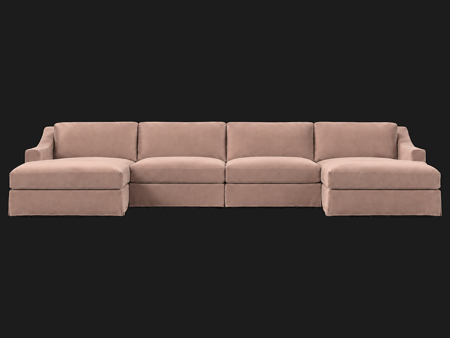 MODENA Slipcovered Modular Slope Arm 6-Piece U-Chaise Sectional — Performance Velvet Blossom