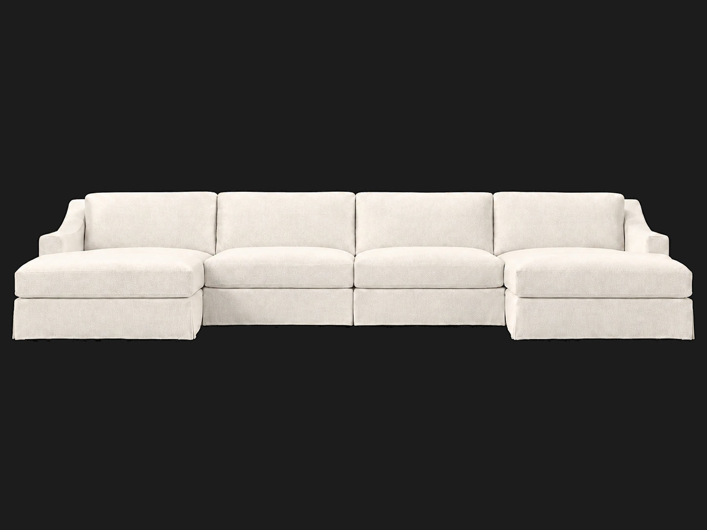 MODENA Slipcovered Modular Slope Arm 6-Piece U-Chaise Sectional — Performance Woven Chenille Lace